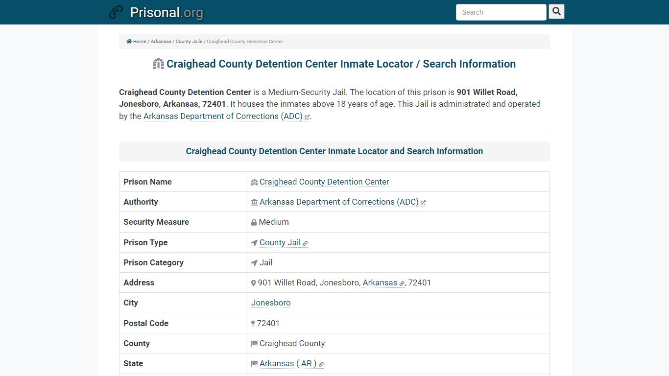 Craighead County Detention Center-Inmate Locator/Search ...